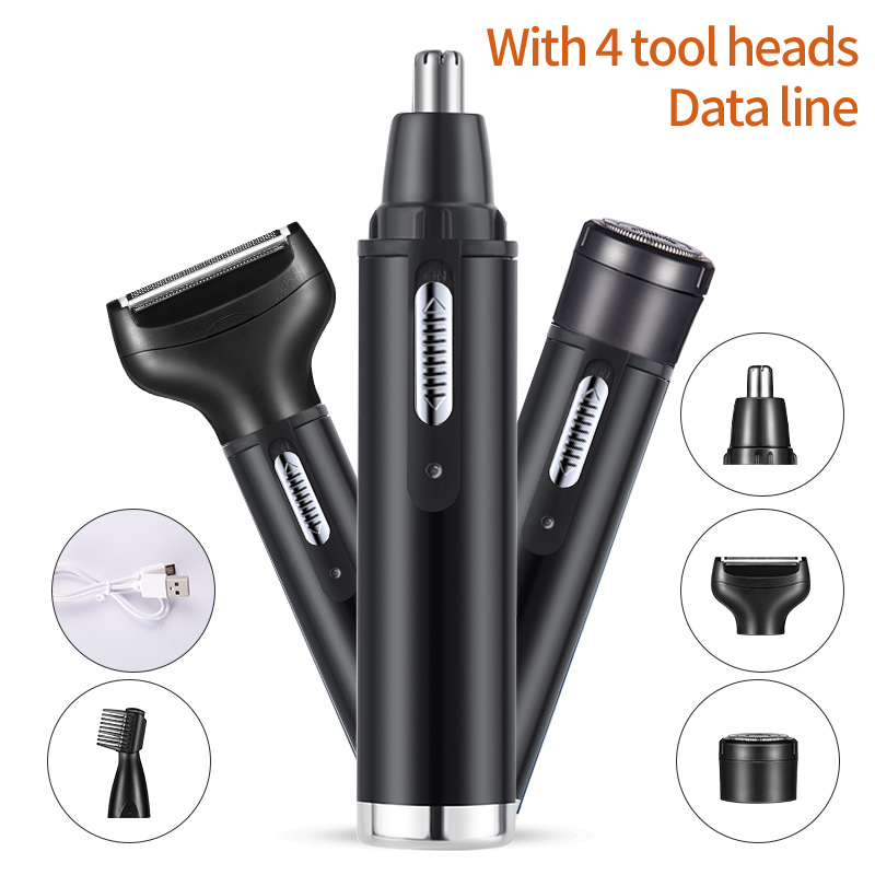 Beard Trimmer - 電気鼻耳ヘアトリマー男性用無痛充電式眉毛ひげ 4 in 1 バリカンシェーバー