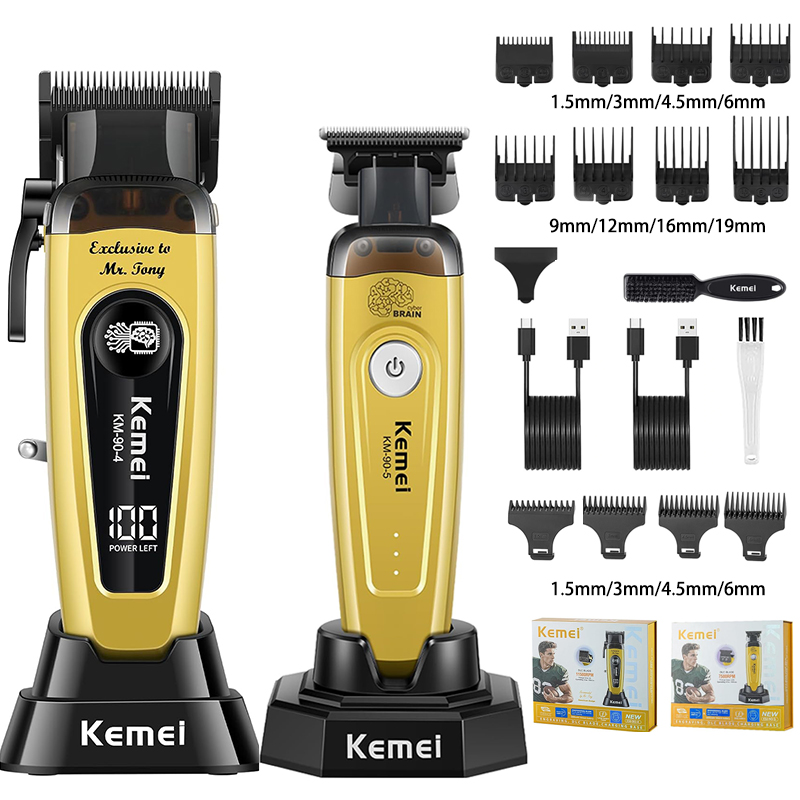 Electric Shaver Rotary - KEMEI メンズヘアトリマー、コードレスプロフェッショナルバリカン、ヒゲトリマー、理髪ケアキット、ヘアカットマシン、11,501 RPM、