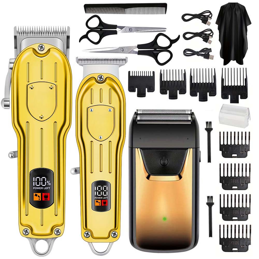 Grooming Kit - LCDディスプレイ付きプロフェッショナルヘアクリッパーセット、コードレス髭トリマー＆フォイルシェーバー（男性用）、USB充電式グルーミングキット（複数のアタッチメントとアクセサリー付き）