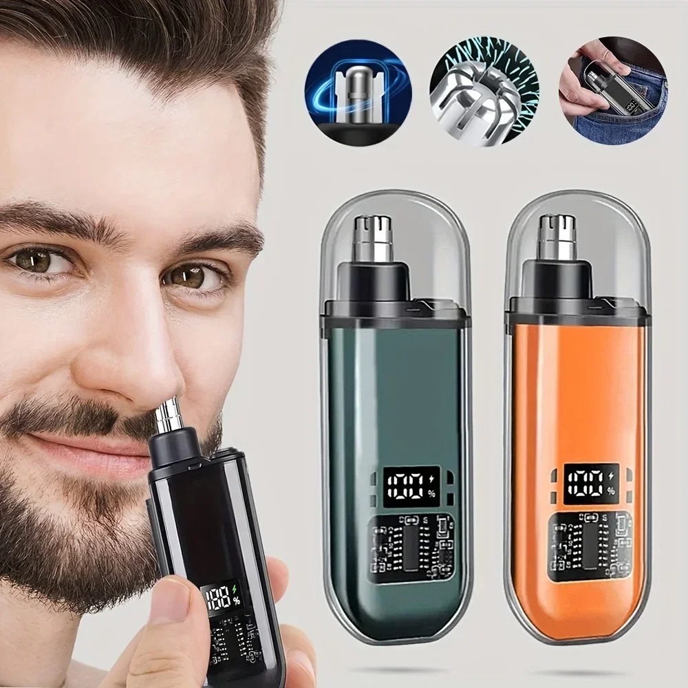 Mens Grooming Travel Kit - 男性用USB充電式鼻毛・耳毛トリマー。携帯に便利なミニサイズの電動グルーミングキット。急速充電、コンパクトなデザインで、旅行や日常使いに最適。