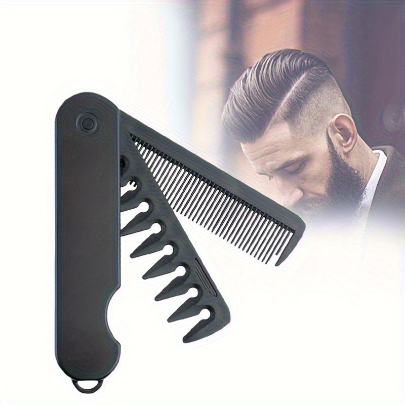 Beard Oil - 多機能ポータブル折りたたみ式ポケットコーム。幅広の歯で、オイルヘアやひげのスタイリングに最適。理髪店で使用されるヘアクリッパー用コームとしても。ヘアスタイリングツール。