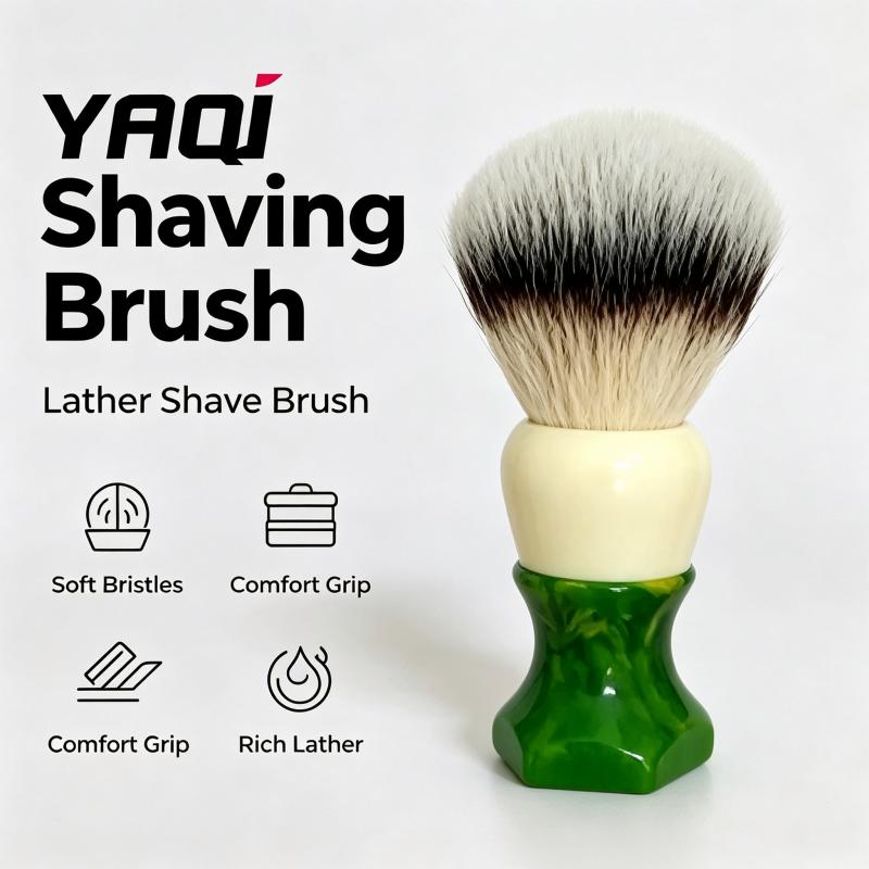 Shaving Cream - メンズウェットシェービングシェービングブラシ YAQI ソフト合成毛 ソフトグリップ樹脂ハンドル クリーム状の泡を生成 ひげグルーミングアクセサリー
