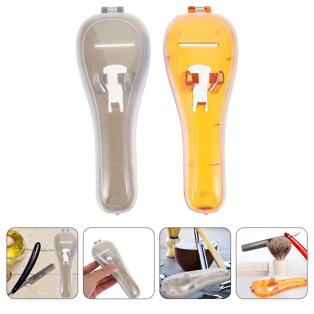 Electric Razor - 2個入り、安全カミソリ用トラベルケース。コンパクトで持ち運びやすく、電動・手動両方のカミソリに対応。衛生的で、お手入れも簡単。カミソリを収納するのに最適。