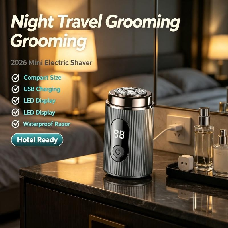 Mens Grooming Travel Kit - 2026 ミニ電動シェーバー ポータブル 充電式 防水 コンパクト