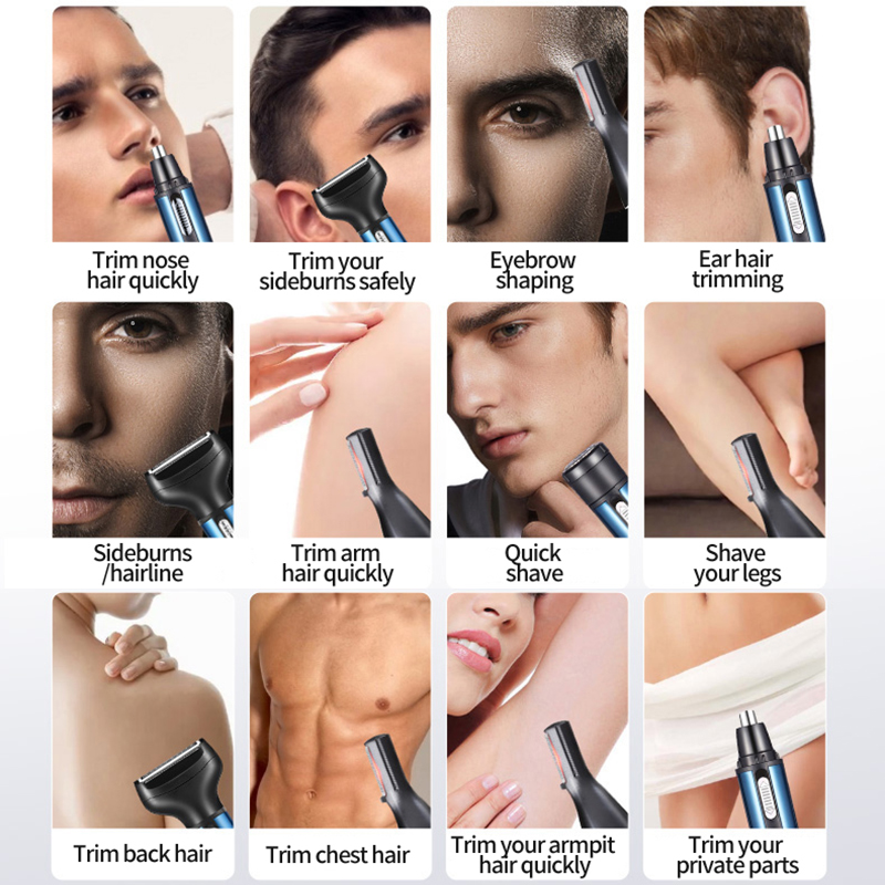 電気鼻耳ヘアトリマー男性用無痛充電式眉毛ひげ 4 in 1  - Beard Trimmer のレビューと価格