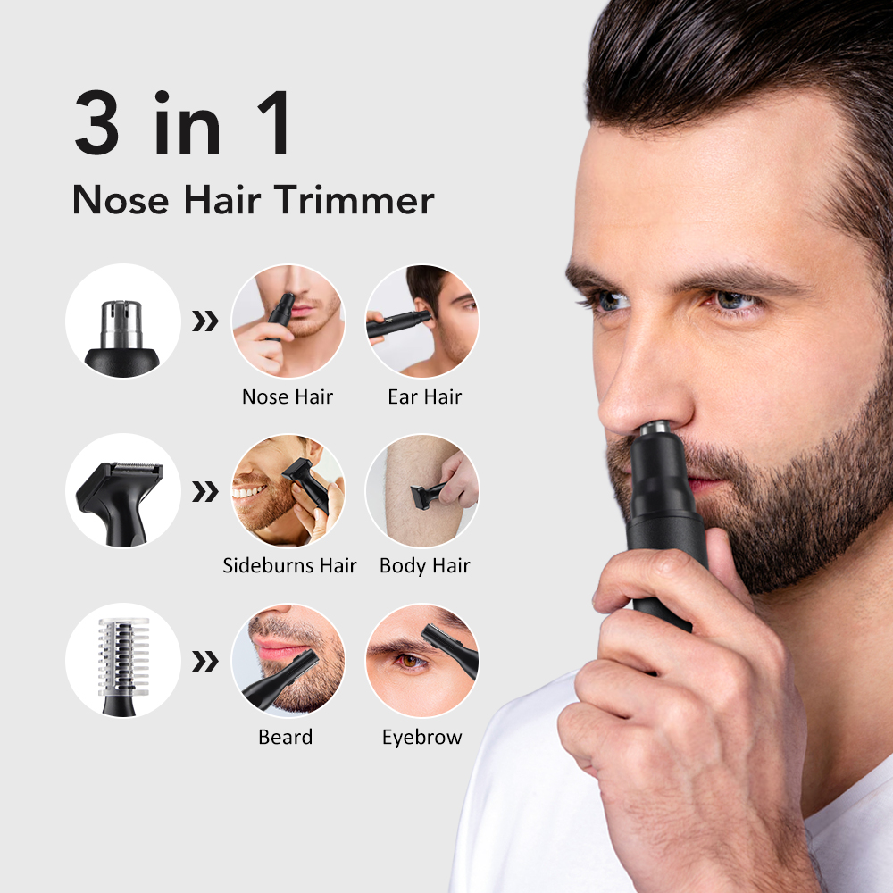 電気鼻耳ヘアトリマー男性用無痛充電式もみあげ眉毛ひげ 3 i - Beard Trimmer のレビューと価格