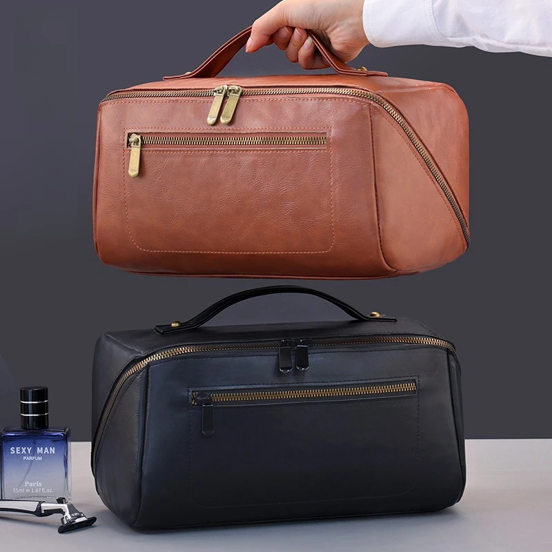 メンズ用、ヴィンテージ風PU素材のトラベルオーガナイザー。複 - Mens Grooming Travel Kit のレビューと価格