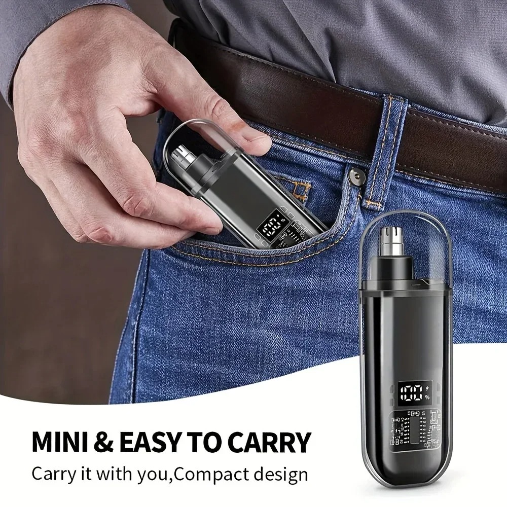 男性用USB充電式鼻毛・耳毛トリマー。携帯に便利なミニサイズ - Mens Grooming Travel Kit のレビューと価格