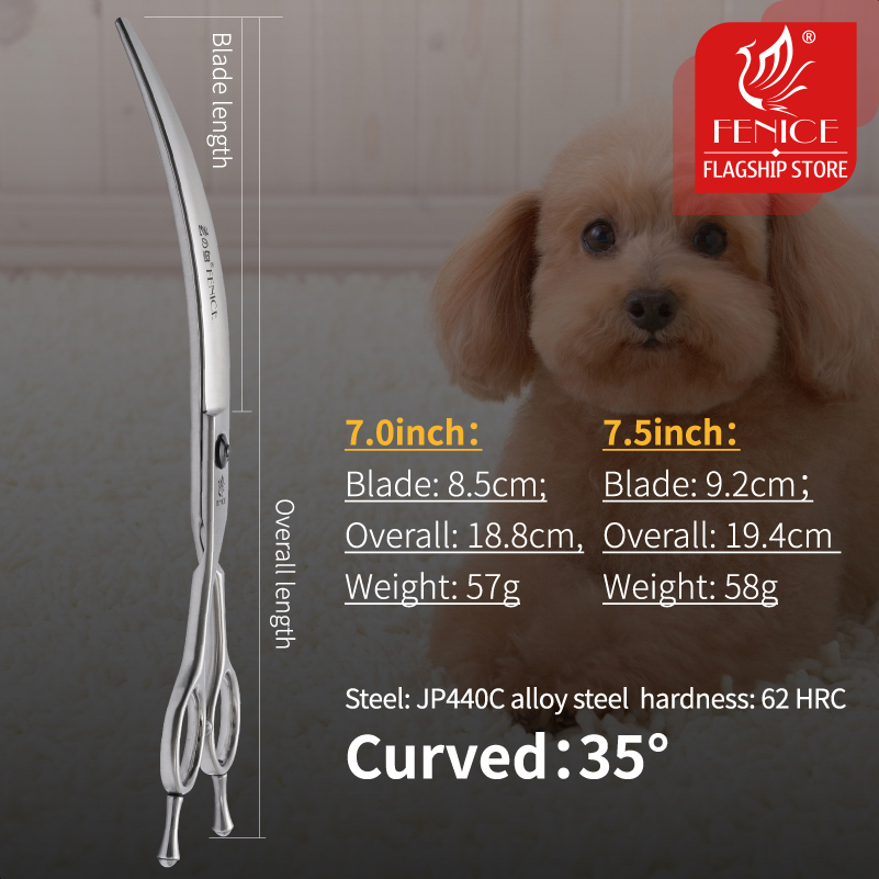 Fenice-プロの犬のグルーミングツール,超湾曲,35 ° - Grooming Scissors のレビューと価格