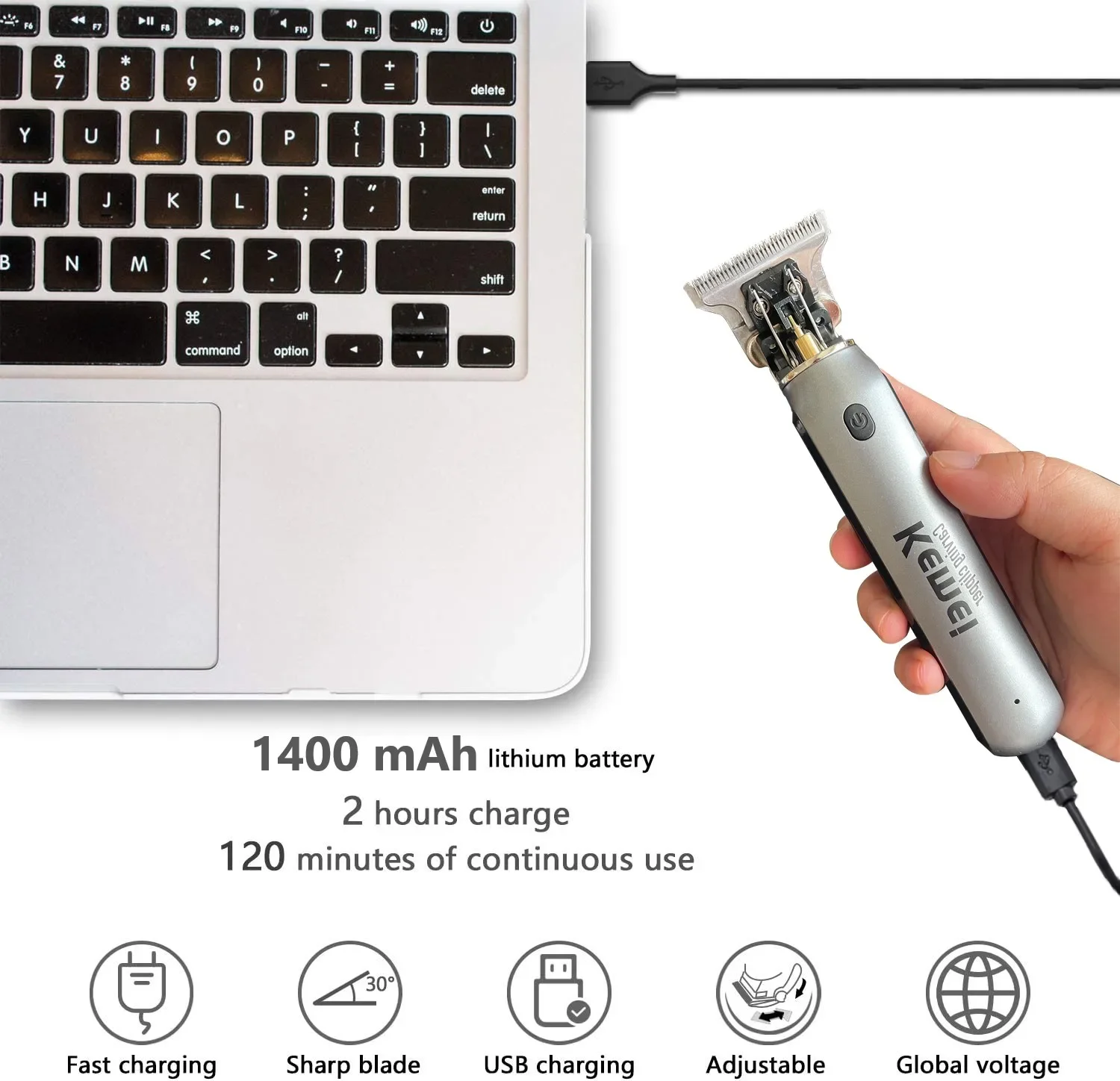 Kemei-男性用電動バリカン,プロのバリカン,充電式ひげ, - Beard Oil のレビューと価格