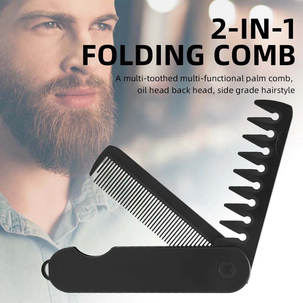 男性の広い歯のヘアコームポータブルプラスチック折りたたみポケ - Beard Oil のレビューと価格