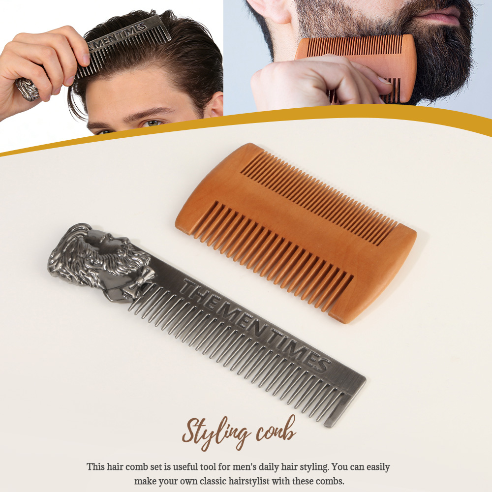 メンズヴィンテージ髭＆ヘアコームセット - ステンレス鋼と木 - Men'S Grooming Hairstyles のレビューと価格